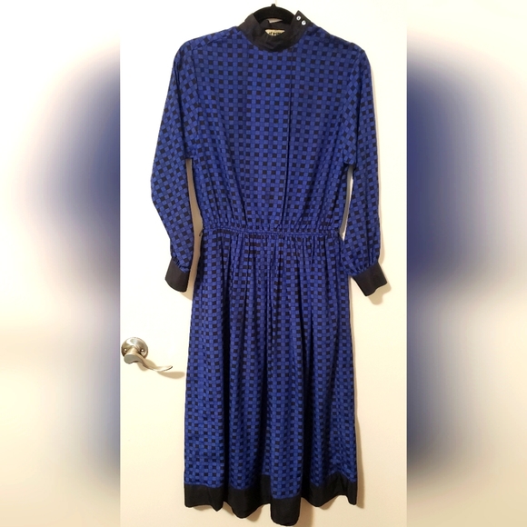 *Vintage* Black and Blue Dress - Picture 1 of 5